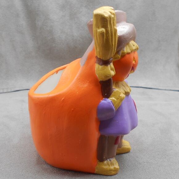Vintage Halloween Ceramic Scarecrow w/Pumpkin Planter 5.5" - Picture 5 of 8